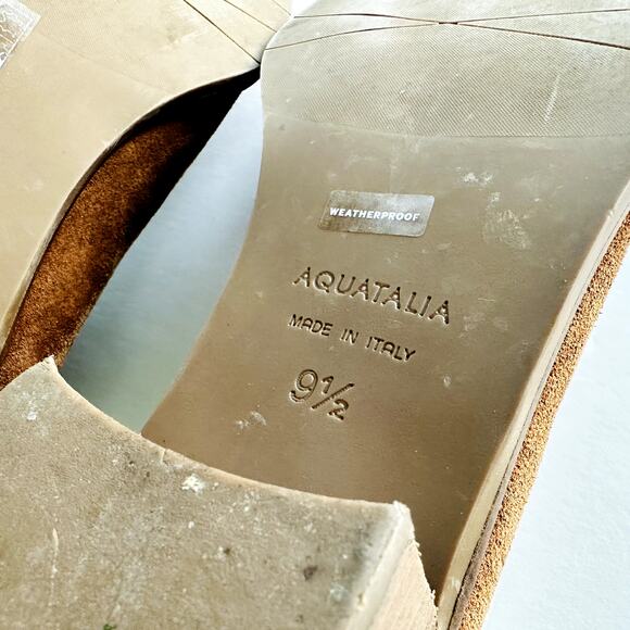 AQUATALIA Rosalin Weatherproof Suede Ankle Boot Size 9.5 Whiskey Tan Italy - Picture 9 of 10